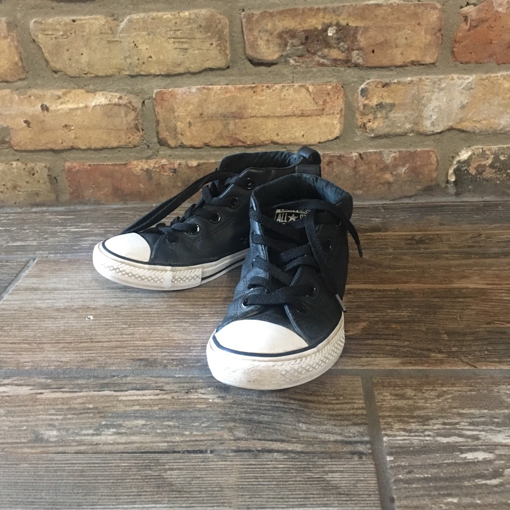 Boys size 2 black leather converse
